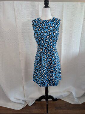 Love Moschino Blue Leopard Print Textured Dress • Size 6